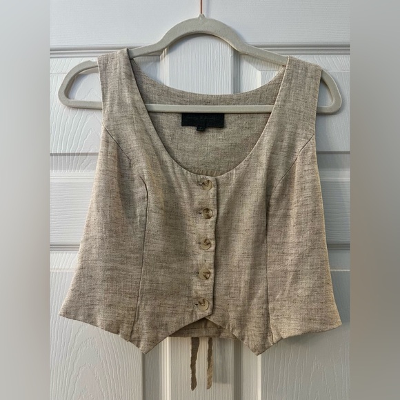 Women's Beige linen vest - Picture 1 of 1